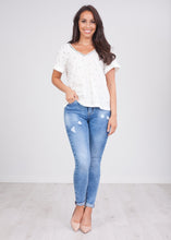 Load image into Gallery viewer, Cherie Cream Criss Cross Tee - The Walk in Wardrobe