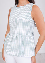Load image into Gallery viewer, Cherie Green Gingham Top - The Walk in Wardrobe