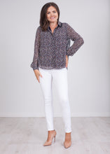 Load image into Gallery viewer, Cherie Navy Printed Blouse - The Walk in Wardrobe
