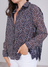 Load image into Gallery viewer, Cherie Navy Printed Blouse - The Walk in Wardrobe