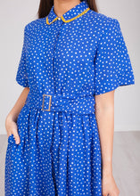 Load image into Gallery viewer, Emily Blue Polkadot Dress - The Walk in Wardrobe