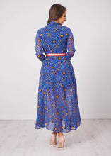 Load image into Gallery viewer, Emily Blue Printed Dress - The Walk in Wardrobe