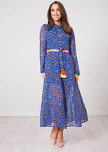 Load image into Gallery viewer, Emily Blue Printed Dress - The Walk in Wardrobe