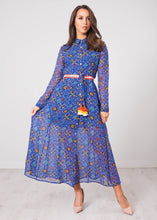 Load image into Gallery viewer, Emily Blue Printed Dress - The Walk in Wardrobe