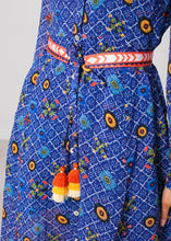 Load image into Gallery viewer, Emily Blue Printed Dress - The Walk in Wardrobe