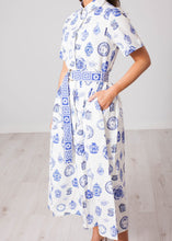 Load image into Gallery viewer, Emily Cream &amp; Blue Dress - The Walk in Wardrobe