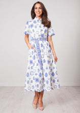 Load image into Gallery viewer, Emily Cream &amp; Blue Dress - The Walk in Wardrobe