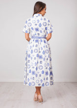 Load image into Gallery viewer, Emily Cream &amp; Blue Dress - The Walk in Wardrobe