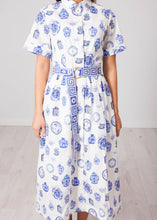 Load image into Gallery viewer, Emily Cream &amp; Blue Dress - The Walk in Wardrobe