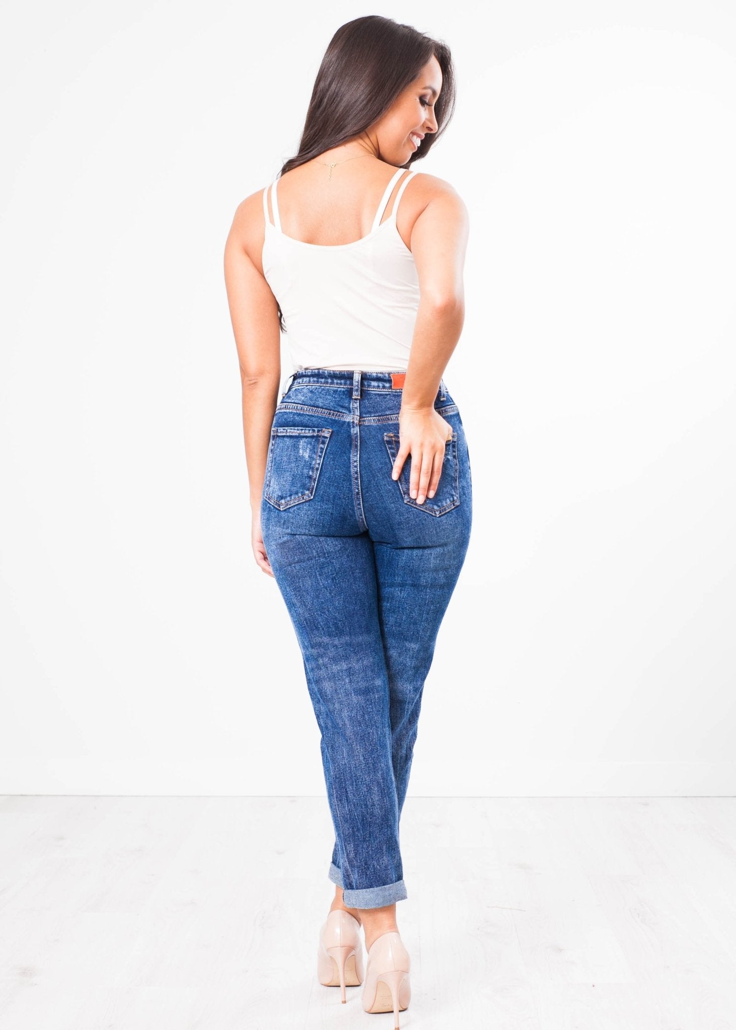 'Emily' Distressed Mom Jeans - The Walk in Wardrobe