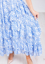 Load image into Gallery viewer, Eva Blue &amp; White Floral Dress - The Walk in Wardrobe
