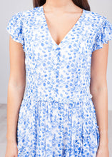 Load image into Gallery viewer, Eva Blue &amp; White Floral Dress - The Walk in Wardrobe