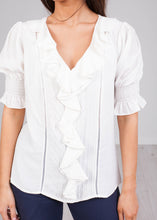 Load image into Gallery viewer, Eva Cream Ruffle Top - The Walk in Wardrobe