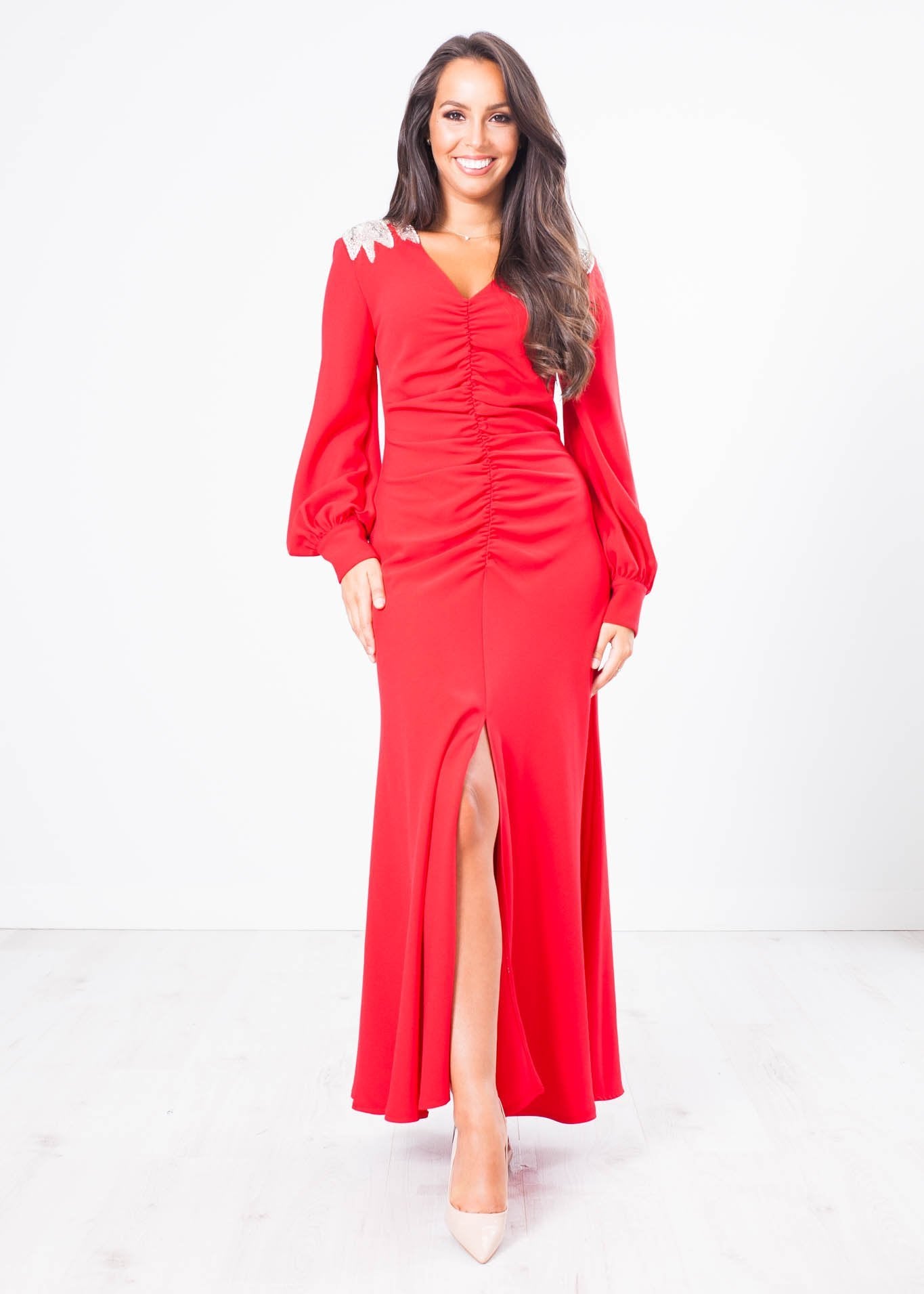 Eva Embellished Red Dress - The Walk in Wardrobe