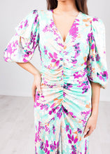 Load image into Gallery viewer, Eva Mint &amp; Purple Floral Dress - The Walk in Wardrobe