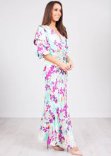 Load image into Gallery viewer, Eva Mint &amp; Purple Floral Dress - The Walk in Wardrobe
