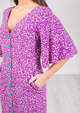 Load image into Gallery viewer, Eva Purple &amp; Green Dress - The Walk in Wardrobe