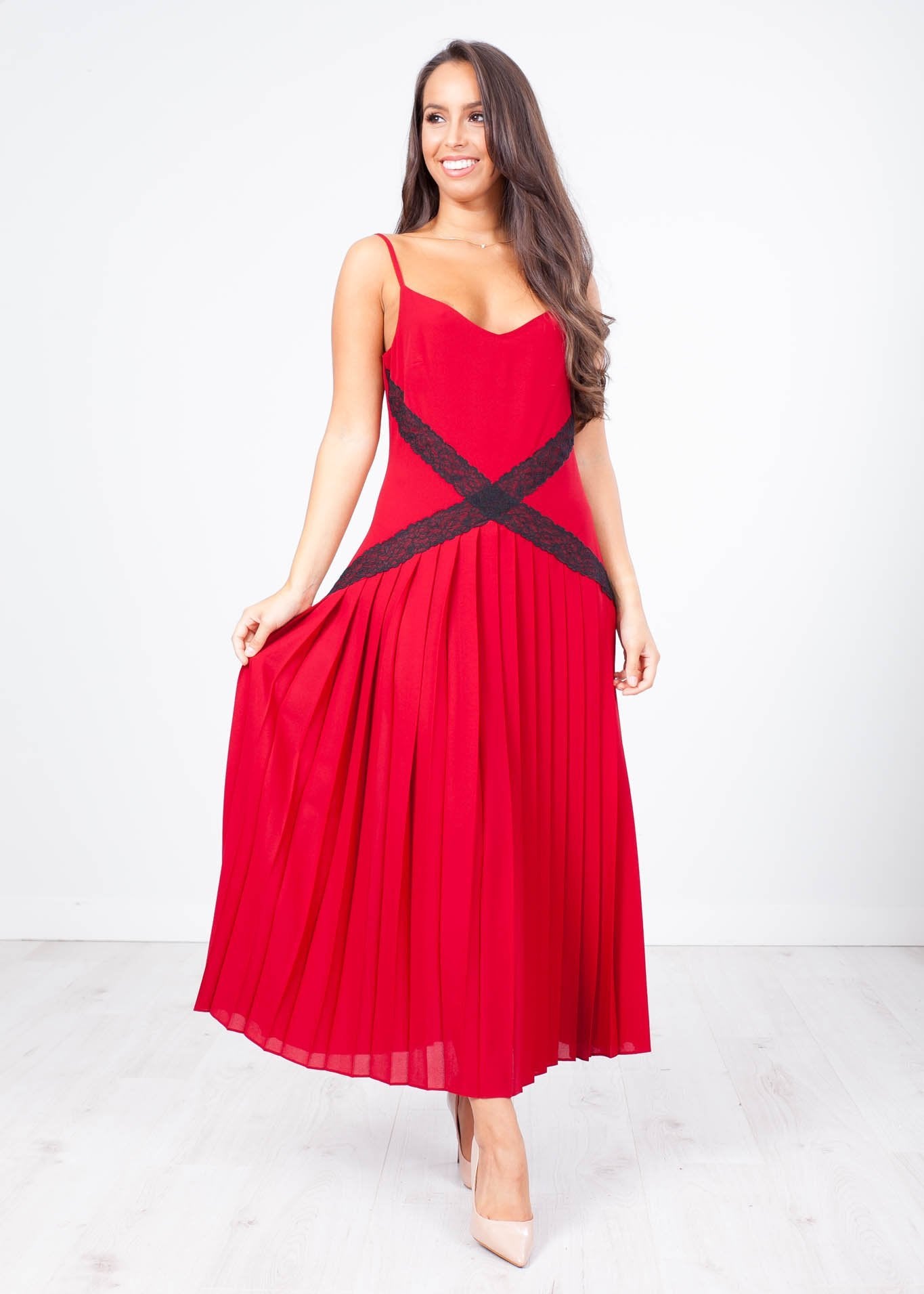 Eva Red Lace Slip Dress - The Walk in Wardrobe