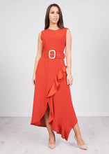 Load image into Gallery viewer, Eva Rust Belted Dress - The Walk in Wardrobe