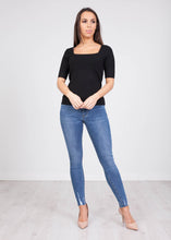 Load image into Gallery viewer, Frankie Black Ribbed Top - The Walk in Wardrobe