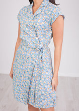 Load image into Gallery viewer, Frankie Blue Floral Wrap Dress - The Walk in Wardrobe