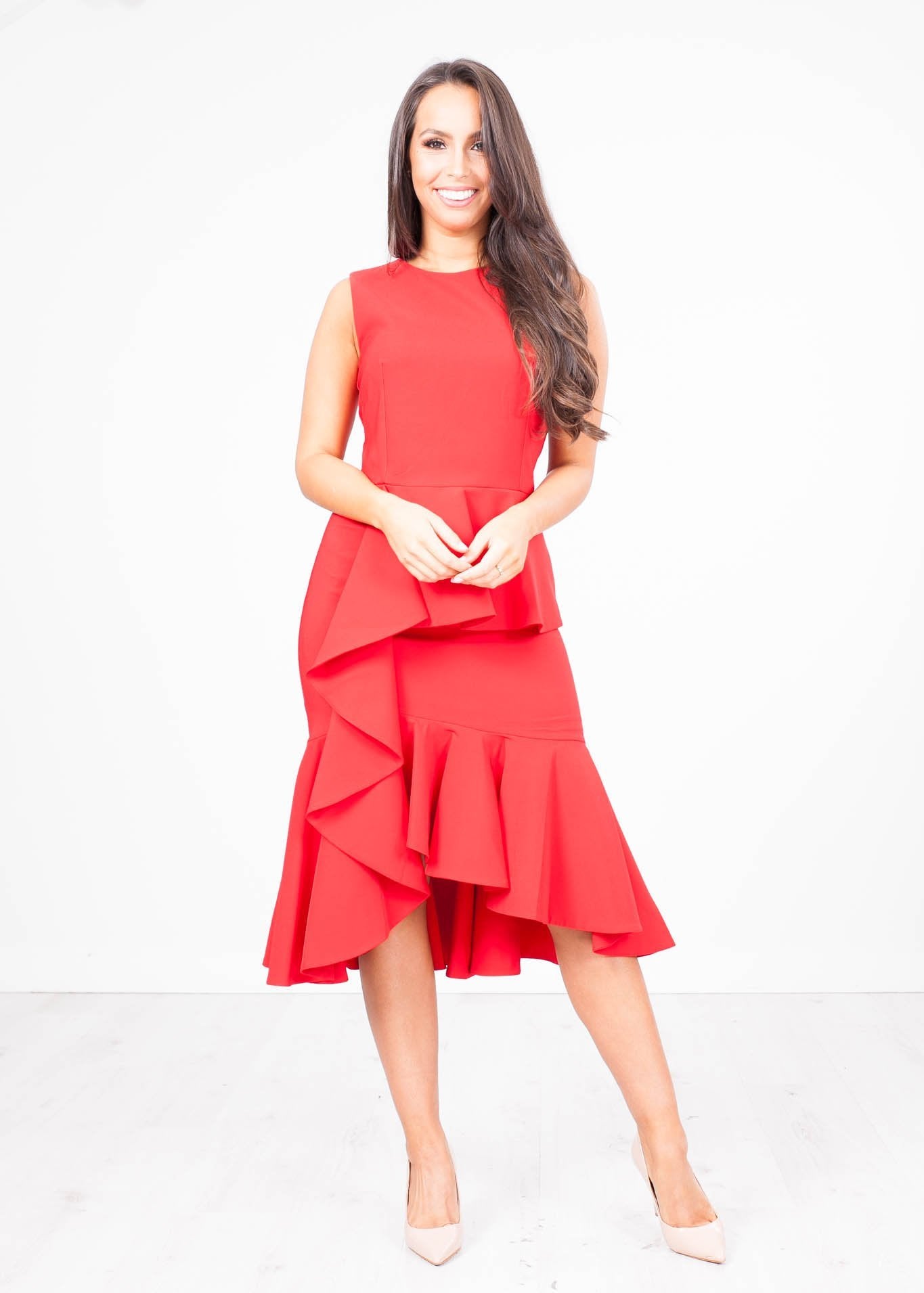 Georgia Drop Hem Peplum Dress - The Walk in Wardrobe