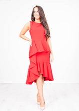 Load image into Gallery viewer, Georgia Drop Hem Peplum Dress - The Walk in Wardrobe