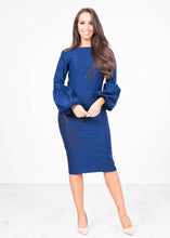 Load image into Gallery viewer, Georgia Navy Puff Sleeve Dress - The Walk in Wardrobe