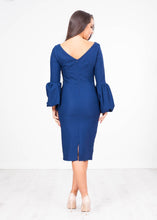 Load image into Gallery viewer, Georgia Navy Puff Sleeve Dress - The Walk in Wardrobe