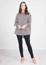 Load image into Gallery viewer, Gia Black &amp; Cream Stripe Shirt - The Walk in Wardrobe