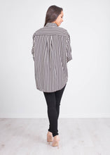 Load image into Gallery viewer, Gia Black &amp; Cream Stripe Shirt - The Walk in Wardrobe