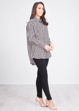 Load image into Gallery viewer, Gia Black &amp; Cream Stripe Shirt - The Walk in Wardrobe