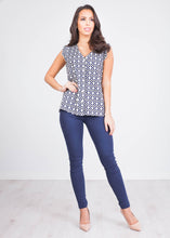 Load image into Gallery viewer, Gia Navy Pattern Top - The Walk in Wardrobe