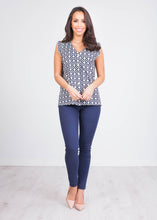 Load image into Gallery viewer, Gia Navy Pattern Top - The Walk in Wardrobe