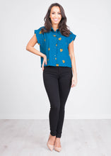 Load image into Gallery viewer, Gia Turquoise Pineapple Top - The Walk in Wardrobe