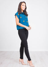 Load image into Gallery viewer, Gia Turquoise Pineapple Top - The Walk in Wardrobe