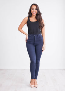 'Hailey' Navy High Waisted Skinny Jeans - The Walk in Wardrobe