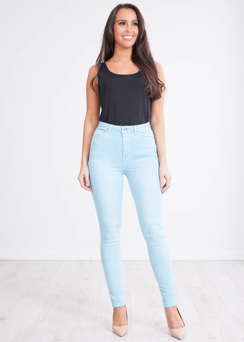 'Hannah' Bubblegum High Waisted Skinny Jeans - The Walk in Wardrobe