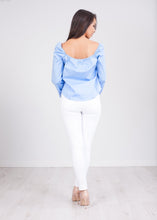Load image into Gallery viewer, Heidi Blue Bardot Top - The Walk in Wardrobe