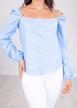 Load image into Gallery viewer, Heidi Blue Bardot Top - The Walk in Wardrobe
