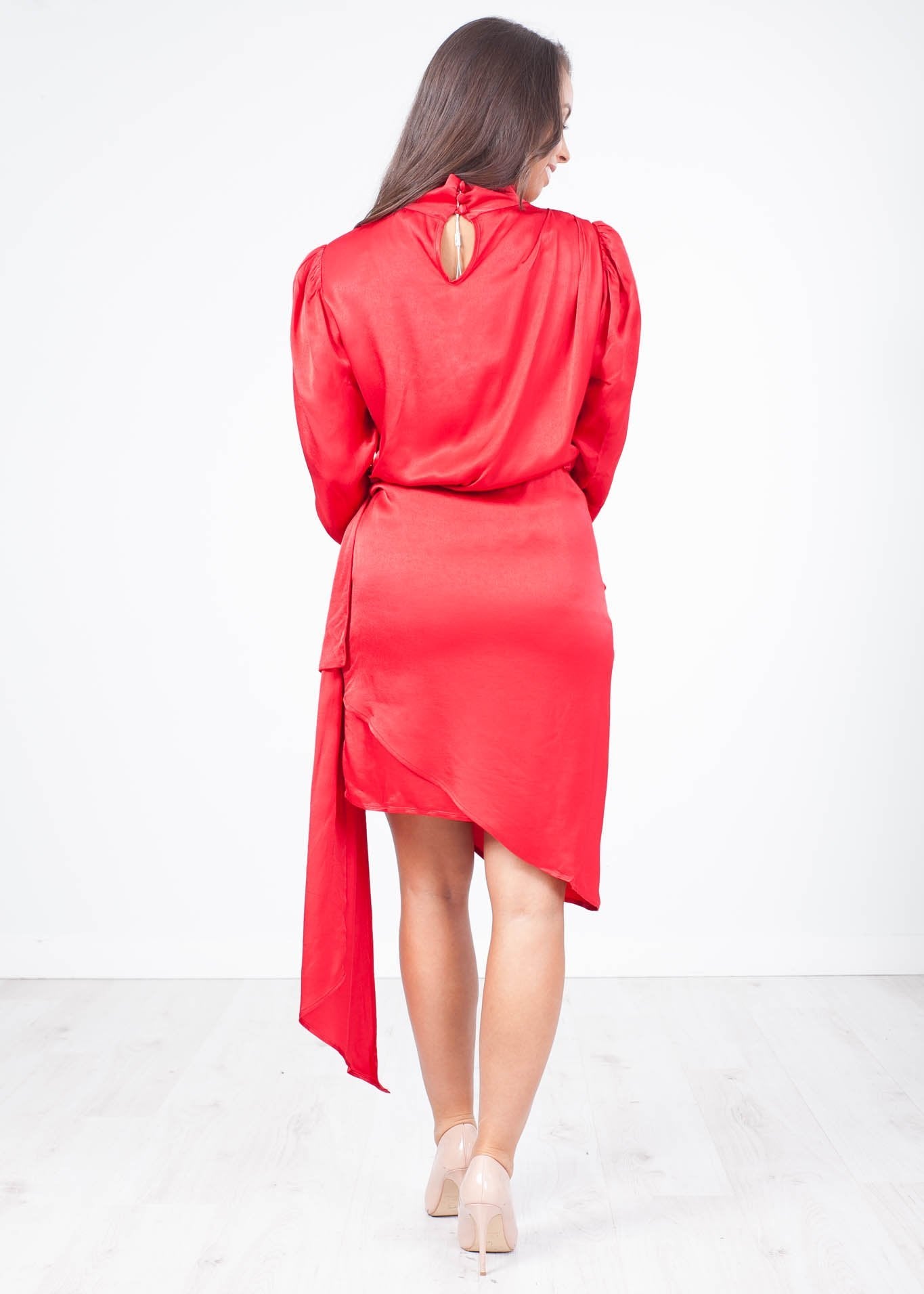 Jasmine Ruffle Red Dress - The Walk in Wardrobe
