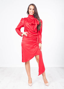 Jasmine Ruffle Red Dress - The Walk in Wardrobe