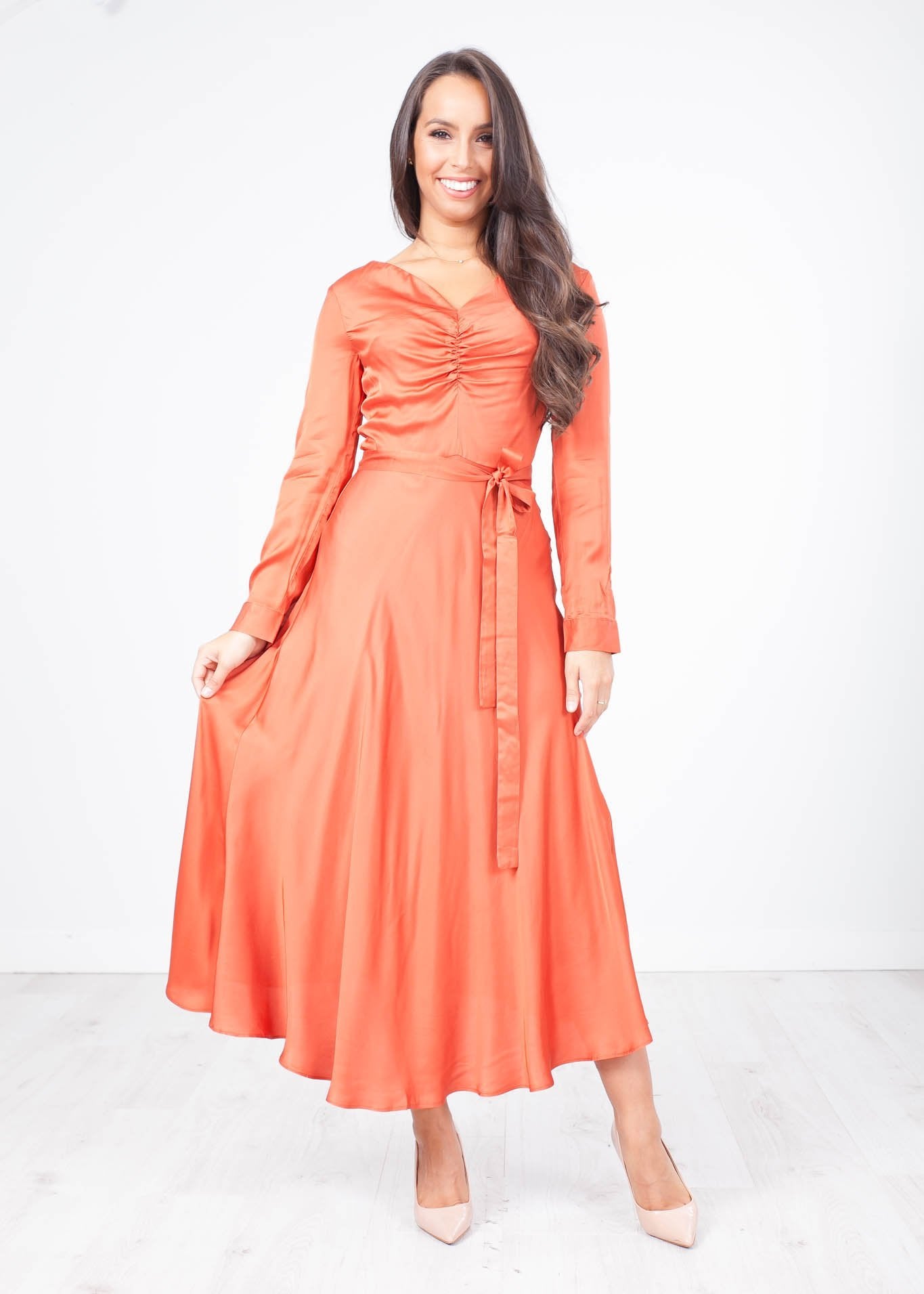 Jasmine Rust Midi Dress - The Walk in Wardrobe