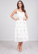 Load image into Gallery viewer, Jasmine White Midi Summer Dress - The Walk in Wardrobe