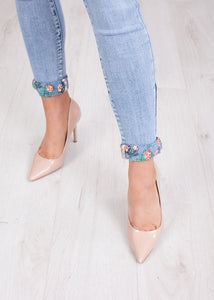 'Julia' Distressed Flower Hem Jeans - The Walk in Wardrobe