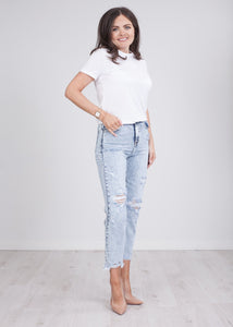 'Laura' Ripped Mom Jeans - The Walk in Wardrobe