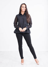Load image into Gallery viewer, Lulla Black Peplum Blouse - The Walk in Wardrobe