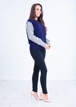 Load image into Gallery viewer, Lulla Navy Jumper With Stripe Sleeves - The Walk in Wardrobe