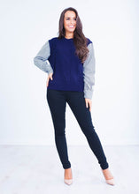 Load image into Gallery viewer, Lulla Navy Jumper With Stripe Sleeves - The Walk in Wardrobe