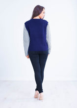 Load image into Gallery viewer, Lulla Navy Jumper With Stripe Sleeves - The Walk in Wardrobe